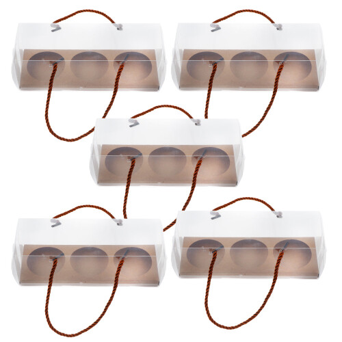 30Pcs Khaki Egg-Yolk Puff Boxes Practical Takeaway Dessert Containers