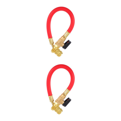 2Pcs Red Rubber Refrigerant Adding Hose for Automotive Systems