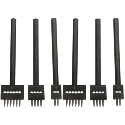 6Pcs Row Punch Tool Black Steel for DIY Crafts Durable