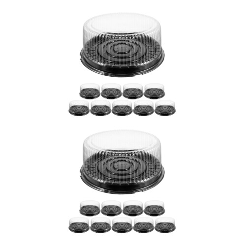 20Pcs Black Pet Cake Slice Containers with Lids for Cake Packaging