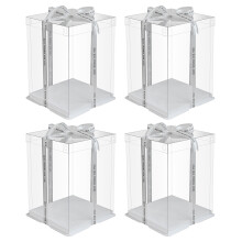 8Pcs White Cake Packing Boxes Transparent for Birthday and Gifts