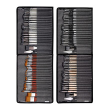 25PCS Paint Brush Set Oil Watercolor Acrylic with Canvas Bag HB-8623BB Silver Gray