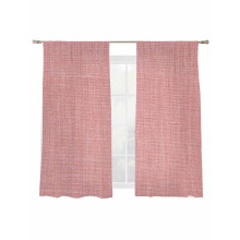 Peach Pink Linen Sheer Curtains, Farmhouse Light-Filtering Voile Drapes, Rod Pocket, 2 Panels 52"x72"