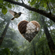 Handmade Fiber Heart-Shaped Bird Nesting Holder 8"x7" Winter Shelter for Wild Birds Outdoor Birds Supplies