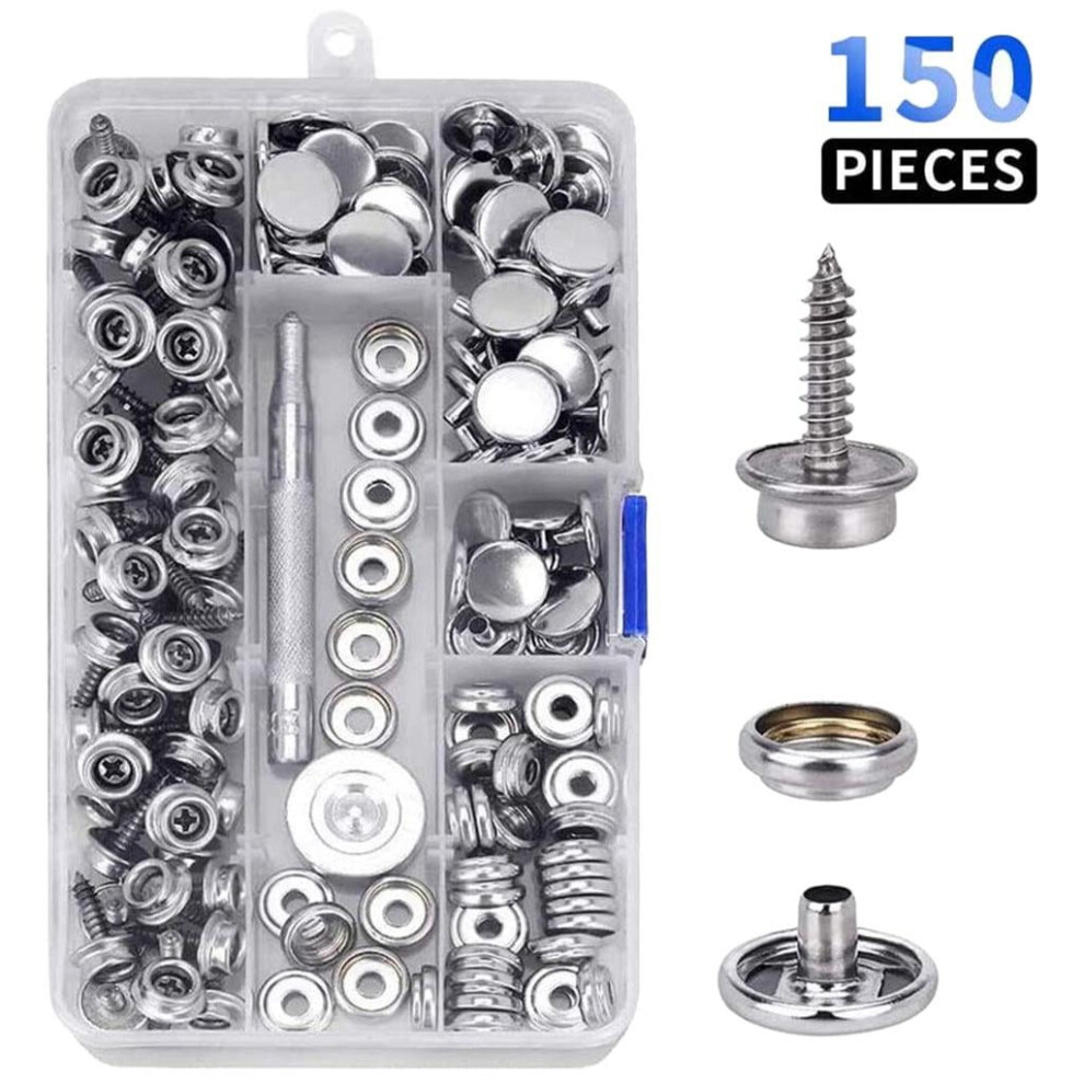 50Set Snap Fastener Kit,Snaps Button Tool Stainless Steel For Marine Boat Canvas 9327961697140