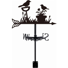 Windwijzer met vogels, windwijzer met vogels en bloempot, metalen windwijzer, windwijzer met dierenmotief, decoratieve windrichtingswijzers.