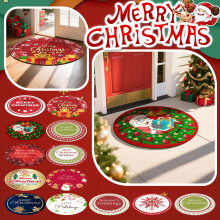 Tapis de sol rond Joyeux Noël, velours cristal, antidérapant