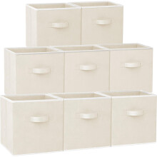 Heavy Duty 11" Fabric Storage Cubes, Collapsible Cube Organizer Bins (8 Pack, Grey) for Clothes, Blankets, Toys – Compatible with IKEA KALLAX