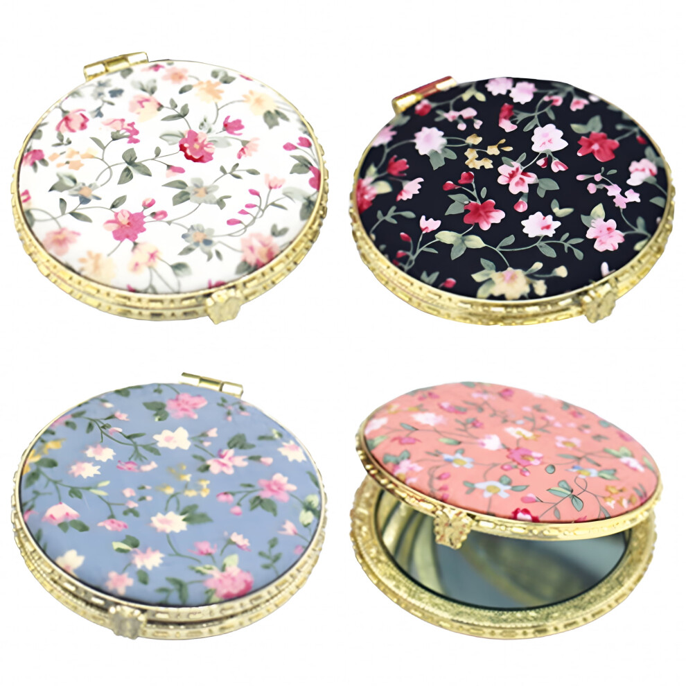ACDANC portable makeup mirror floral satin vintage compact