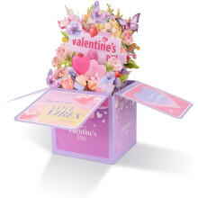 Valentine 3D Butterfly Pop-Up Card with Floral & Box Patterns – Compatible with Her, Him, Wife, Husband, GF, BF