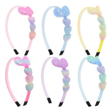 6 diademas con diseño de corazón para niñas, accesorios de plástico para el cabello para fiestas infantiles.