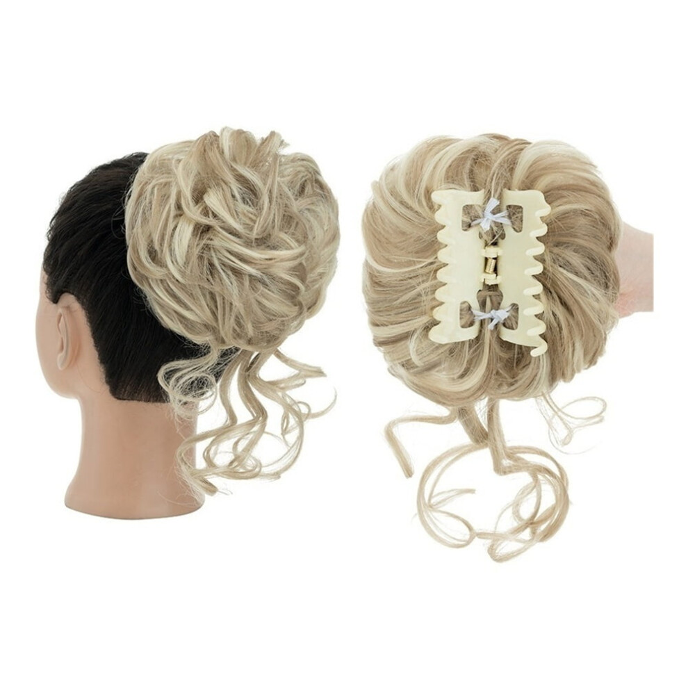Unisex Messy Bun Hair Piece Claw Clip Curly Wavy Synthetic Tousled Updo Hair Extensions For Women
