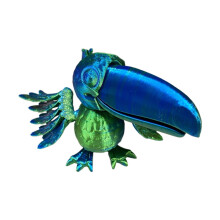 1PC GREEN BLUE 7CM 3D printed toucan parrot jointed movable figurine model