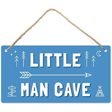 Little Man Cave Sign, 12"x6" PVC Wall Decor, Waterproof, High-Print, Boys Room/Door Sign, Game Room Décor