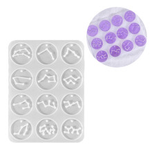 Molde de silicona para colgantes con los 12 signos del zodiaco, ideal para la creación de joyas hechas a mano. Herramienta de fundición de silicona