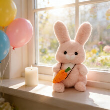 Conejo de peluche rosa con zanahoria, conejo de orejas grandes, peluche relajante para dormir, ideal como regalo de Pascua y San Valentín (rosa - 30