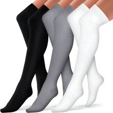 Thigh High Compression Socks for Women and Men Circulation (3 Pairs) Over the Knee - Best Support for Running, Travel