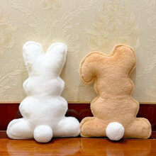 schattige pluche konijnenkussens, 40 cm zacht knuffeldier, cartoon knuffelkussen, paascadeau voor kinderen, slaapkamerdecoratie – bruin en wit
