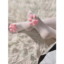 Cartoon Paw Over-the-Knee Socks, Soft Fuzzy Cat Claw Thigh High Stockings, Cotton Blend Winter Warmers for Women & Girls