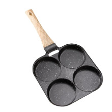 Pekkaxy 4 Hole Egg and Pancake Maker Pan, Non-Stick Frying Pan for Burgers, Bakelite Handle