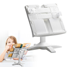 Adjustable Hands-Free Book Holder with Page Clip, Compatible with Textbooks, Music Scores & Tablets