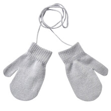 AWZXDE Children's Winter Knitted Cute Gloves with String - Warm Solid Knitted Gloves for Kids Grey,One Size