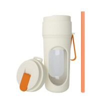 Portable Rechargeable Mini Blender Set w/ 2 Lids, Straw & Stirring Function – Wireless Smoothie Maker Kit