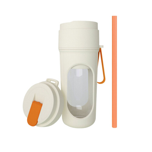 Portable Rechargeable Mini Blender Set w/ 2 Lids, Straw & Stirring Function – Wireless Smoothie Maker Kit