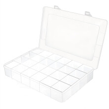 Caja organizadora transparente de 24 compartimentos, compartimentos fijos, almacenamiento visible para manualidades, electrónica, cuentas y joyería
