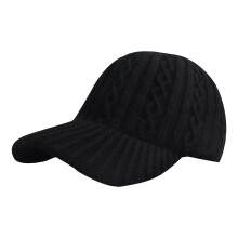 Stickad basebollkeps i bomullsblandning, justerbar snapback, svart