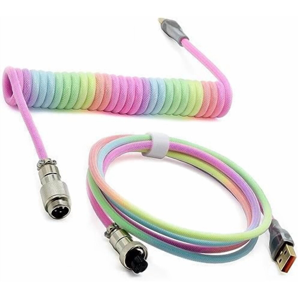 Braided Keyboard Cable Type-C To A 1.5M Coiled Rainbow 974856958092