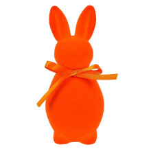 Décoration de Pâques Lapin Flocagé (7,8", Safran) – Centre de table printanier et décoration intérieure pour les familles et les fêtes
