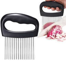 Onion Cutter & Veg Slicer with 16 Needles, Extra-Large Holder, Stainless Steel Meat Tenderizer – Multi-Purpose Kitchen Tool, Black