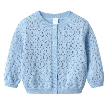 AWZXDE Girls Lace Knit Cardigan Lightweight Openwork Autumn Jacket For Toddlers And Kids Soft And Breathable toddler girl coat Blue,5-6 Years