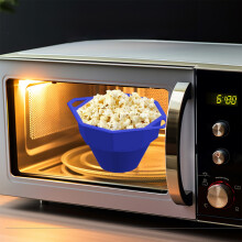 Livsmedelsklassad silikon popcornskål, mikrovågssäker, hopfällbar