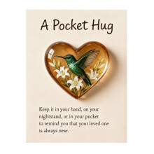 Hummingbird in Flowers Resin Pocket Decoration Gift Card