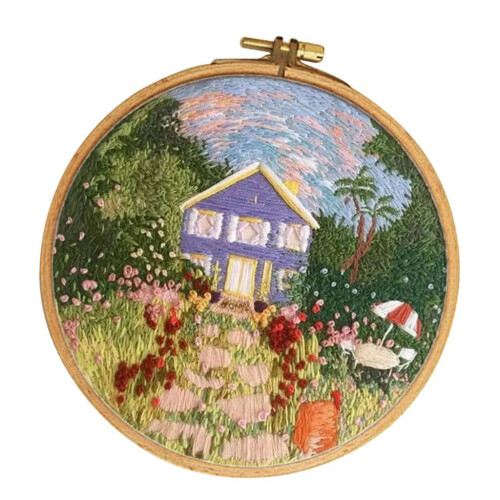 Comprehensive range of embroidery starter kit with garden pattern, kit including E003