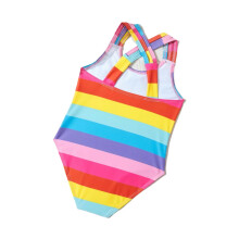 Girls One Piece Swimsuit Kids Cute Rainbow Stripes Bathing Suit Criss Cross High Cut Beacwear Ages 4-8 Years Trendy Swimwear