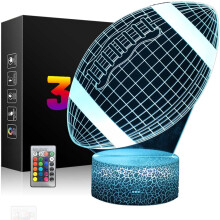 3D futbalové nočné svetlo pre deti – LED ilúzna lampa, dotykové a diaľkové ovládanie, napájanie cez USB/batérie, stmievateľné –
