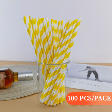100 pailles en papier biodégradables, à rayures arc-en-ciel, pour jus, cocktails, café, sodas, milkshakes, smoothies, fêtes et loisirs créatifs