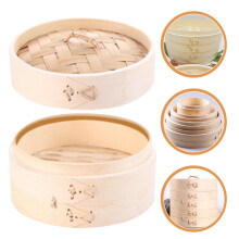 Bamboo Steamer with Lid for Food Steaming 1 Set