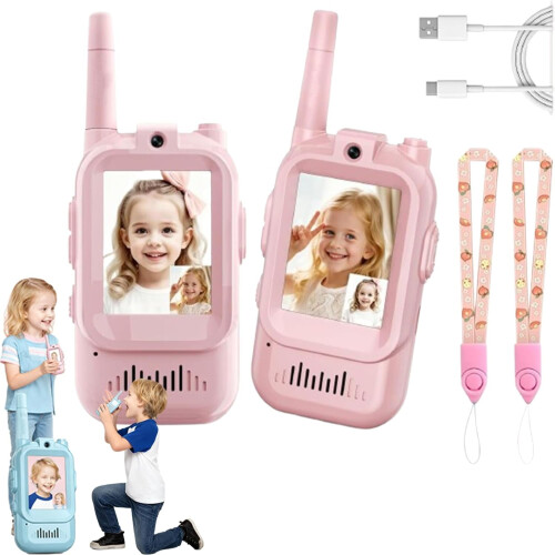 Βιντεο-walkie talkie για παιδιά, επαναφορτιζόμενα 2 τεμάχια με κάμερα HD και εναλλάκτη