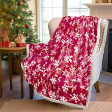 Christmas Throw Blanket, 27.5x39.3" Red Snowflakes Flannel, Ultra-Soft Cozy Xmas Decor for Couch, Bed & Living Room