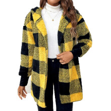 Cappotto invernale da donna in morbido pile, cardigan aperto sul davanti, capospalla