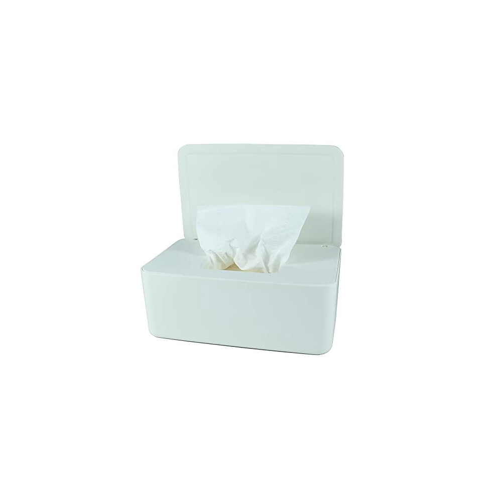 Diaper Wipes Dispenser, Baby Wipes Case, Baby Wipe Holder Keeps Diaper Wipes Fresh, Wipe Container with Non-Slip Feet (White)