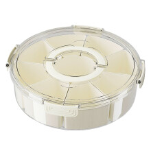 Divided Rotating Serving Tray with Lid & Handle, Portable Snack Box for Fruits, Veggies, Charcuterie – Clear Lazy Susan Organizer & Fridge Container