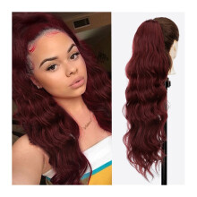 26" Long Body Wavy Extension Synthetic Heat Resistant Hair Extensions Hairpiece for Women Girls Drawstring Ponytail Natural Soft Clip in Ponytail