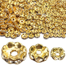 400 Stück Goldkristall-Abstandshalterperlen, lose runde Strassperlen, Rondelle für Armbänder, Halsketten, Schmuckherstellung, 6 mm/8 mm/10 mm, 3