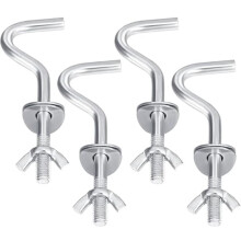 Paquete de 4 ganchos de hierro resistentes para hamacas, 12 cm (4,72 pulgadas), color plata, compatibles con la mayoría de las hamacas.