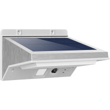 Solar Motion Sensor Light Outdoor, LED Flood Light, Stainless Steel, Warm White, Compatible with Yard/Patio/Garage